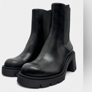 Zara Black Heeled Ankle Boots